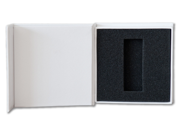 Preview: Hochzeit USB-Box mit Bildfenster.  Kunstleder Weiß, Schwarz.